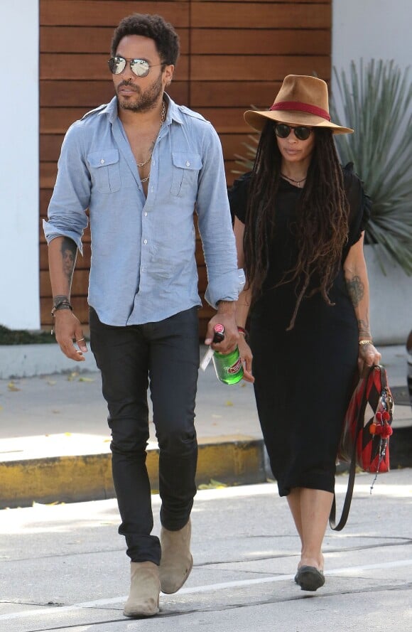 Lenny Kravitz et son ex-femme Lisa Bonet dans les rues de West Hollywood, Los Angeles, le 13 mars 2015