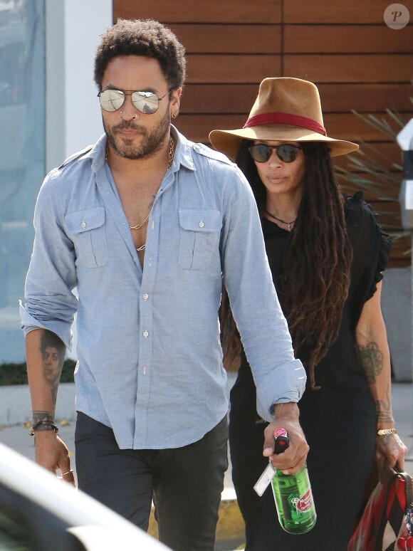 Lenny Kravitz et son ex-femme Lisa Bonet dans les rues de West Hollywood, Los Angeles, le 13 mars 2015