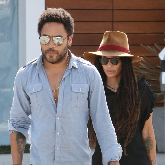 Lenny Kravitz et son ex-femme Lisa Bonet dans les rues de West Hollywood, Los Angeles, le 13 mars 2015