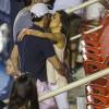 Exclusif - No web - No blog - Eva Longoria et son compagnon Jose Antonio Baston très amoureux dans les tribunes d'un match de tennis pendant l'Open du Mexique à Acapulco, le 28 février 2015