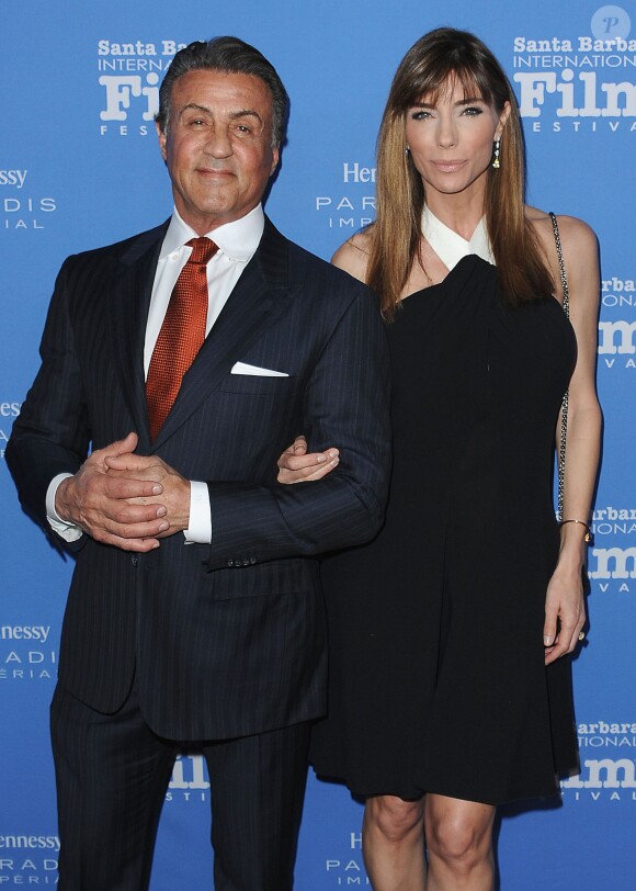 Sylvester Stallone et sa femme Jennifer Flavin - 31e édition du Santa Barbara International Film Festival le 9 février 2016