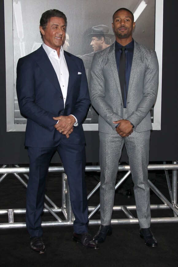 Sylvester Stallone et Michael B. Jordan - Avant-première du film Creed à Los Angeles le 19 novembre 2015