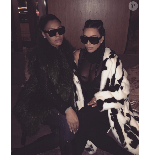 La La Anthony et Kim Kardashian au Cipriani Downtown. New York, le 10 février 2016.