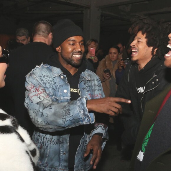 Kim Kardashian, Kanye West et A$AP Rocky assistent à la soirée de lancement du Yeezy Season 2 Zine à New York. Le 10 février 2016.