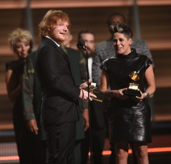 Ed Sheeran récompensé pour Thinking Out Loud lors des 58e Grammy Awards à Los Angeles le 15 février 2016