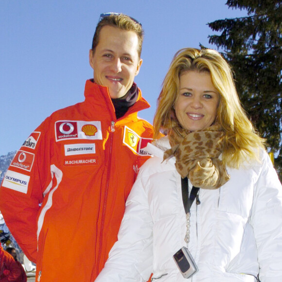 Michael Schumacher et son épouse Corinna à Madonna di Campiglio, le 12 janvier 2005