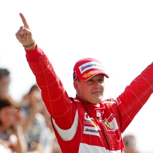 Michael Schumacher après sa victoire au Grand Prix d'Italie à Monza, le 10 septembre 2006