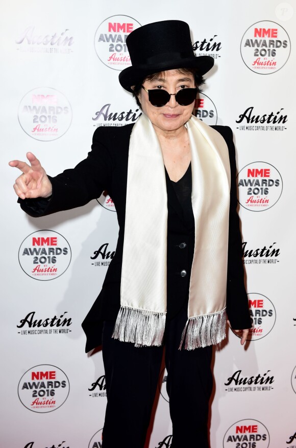 Yoko Ono aux NME Awards à l'O2 Brixton Academy à Londres, le 17 février 2016.
