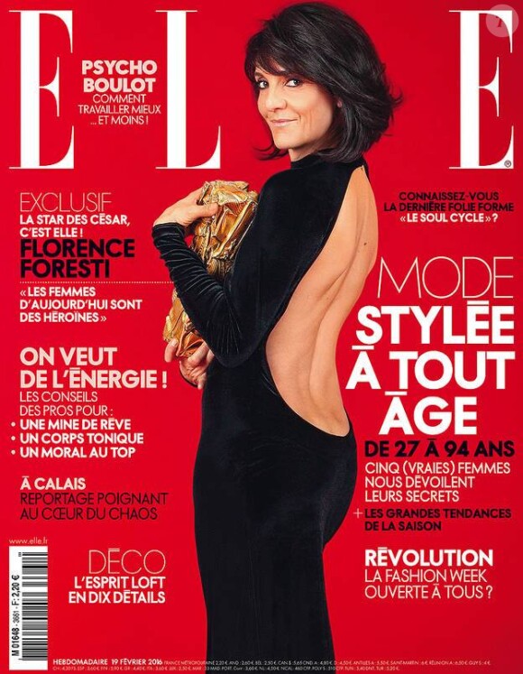 Florence Foresti en couverture du magazine ELLE, hebdomadaire du 19 février 2016.