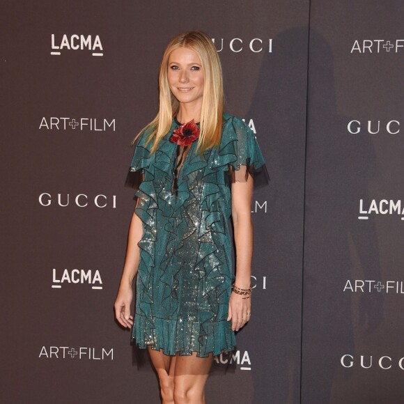 Gwyneth Paltrow (habillée à Gucci) lors du Gala "The LACMA 2015 Art+Film" en l'honneur de James Turrell et Alejandro Inarritu à Los Angeles, le 7 novembre 2015.07/11/2015 - Los Angeles