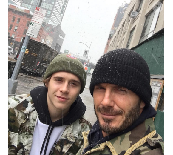 David Beckham et son fils Brooklyn vont assister à la finale du Super Bowl. Photo publiée sur Instagram au mois de février 2016.
