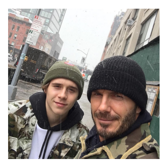 David Beckham et son fils Brooklyn vont assister à la finale du Super Bowl. Photo publiée sur Instagram au mois de février 2016.