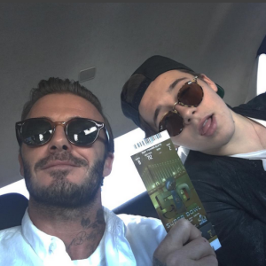 David Beckham et son fils Brooklyn vont assister à la finale du Super Bowl. Photo publiée sur Instagram au mois de février 2016.