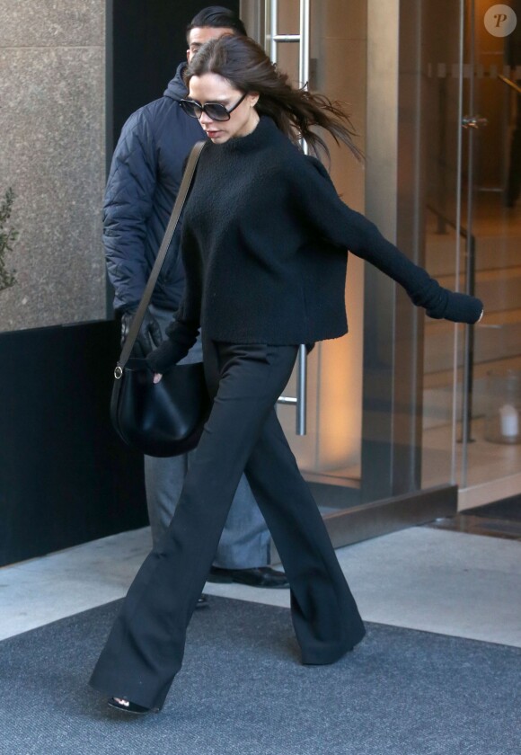 Victoria Beckham à la sortie de son hôtel à New York, le 11 février 2016
