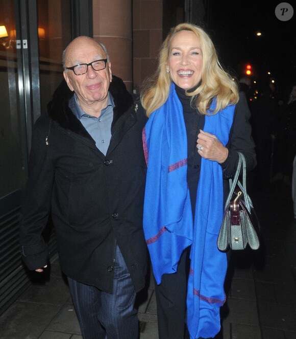 Rupert Murdoch et Jerry Hall à Londres, le 26 janvier 2016.