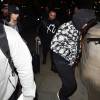 Exclusif - Bella Hadid et The Weeknd arrivent à leur hôtel à Londres le 22 février 2016.