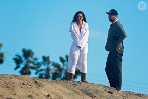 Melissa Riso en plein shooting pour la marque 138 Water à Malibu. Le 22 février 2016.