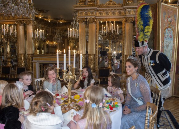 La princesse Madeleine et sa fille la princesse Leonore de Suède (pas visible sur cette photo) ont organisé avec Min Stora Dag, association qui réalise les rêves d'enfants malades, un goûter féerique au palais royal à Stockholm le 22 février 2016.