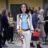 La star taïwanaise Dee Hsu arrive au Via Valtellina, 7 pour assister au défilé Gucci. Milan, le 24 février 2016.