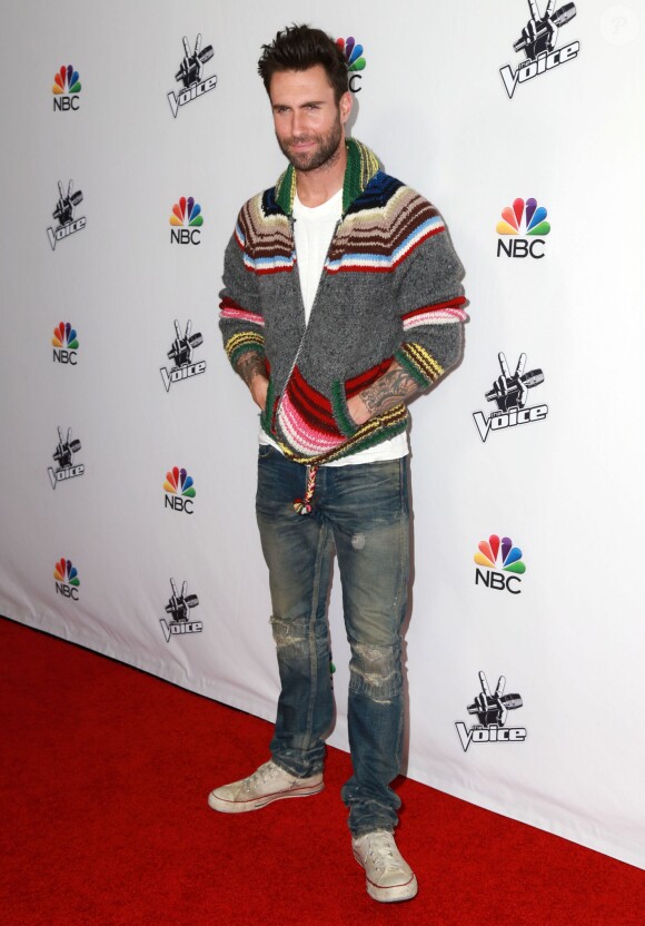 Adam Levine au photocall de la 7ème saison de "The Voice" à West Hollywood. Le 8 décembre 2014