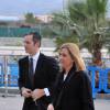 L'infante Cristina d'Espagne et son mari Iñaki Urdangarin arrivent au tribunal à Palma de Majorque le 12 février 2016 pour le procès Noos, dans lequel tous deux sont sur le banc des accusés.