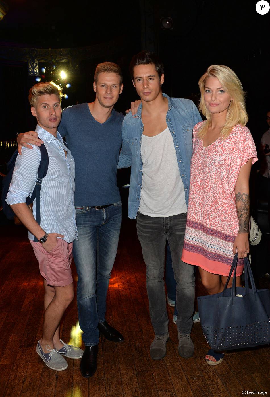 Valentin Léonard Et Caroline Receveur Benoît Dubois, Matthieu Delormeau, Caroline Receveur et son fiancé Valentin  Lucas - Showcase de Sébastien Patoche au Théatre du Renard à Paris le 1er  juillet, 2 - Purepeople