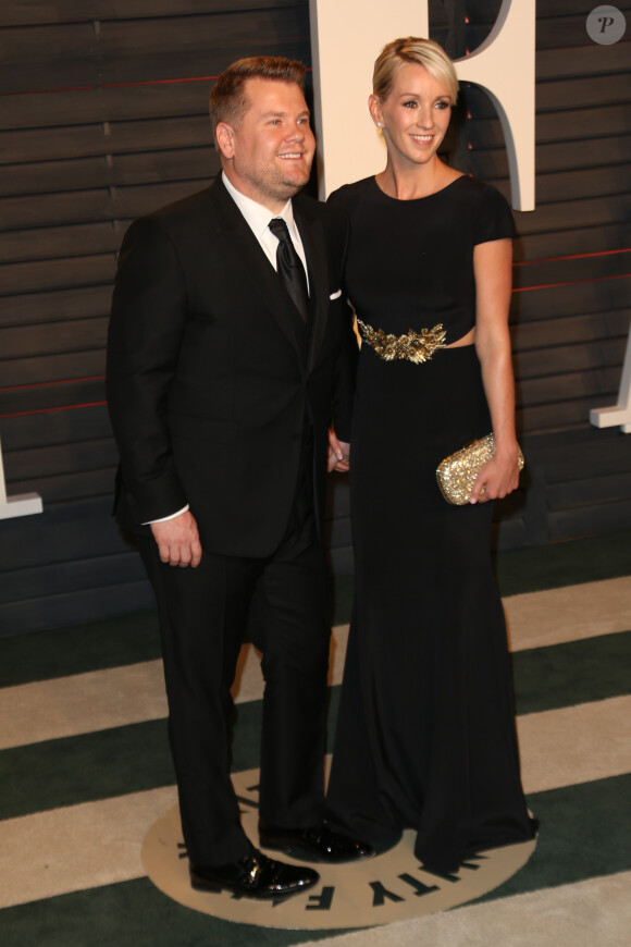 James Corden et sa femme Julia Carey à la soirée "Vanity Fair Oscar Party" après la 88ème cérémonie des Oscars à Hollywood. Le 28 février 2016