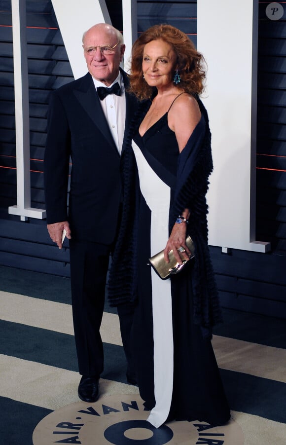 Diane von Furstenberg et  Barry Diller à la soirée "Vanity Fair Oscar Party" après la 88ème cérémonie des Oscars à Hollywood. Le 28 février 2016