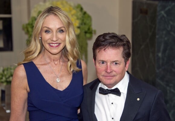 Michael J. Fox et  Tracy Pollan au dîner d'état en l'honneur du premier ministre canadien et sa femme à la Maison Blanche à Washington. Le 10 mars 2016