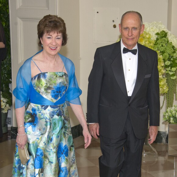 La sénatrice Susan Collins et Peter Vigue au dîner d'état en l'honneur du premier ministre canadien et sa femme à la Maison Blanche à Washington. Le 10 mars 2016
