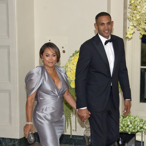 L'ancien basketteur Grant Hill et sa femme Tamia Hill au dîner d'état en l'honneur du premier ministre canadien et sa femme à la Maison Blanche à Washington. Le 10 mars 2016