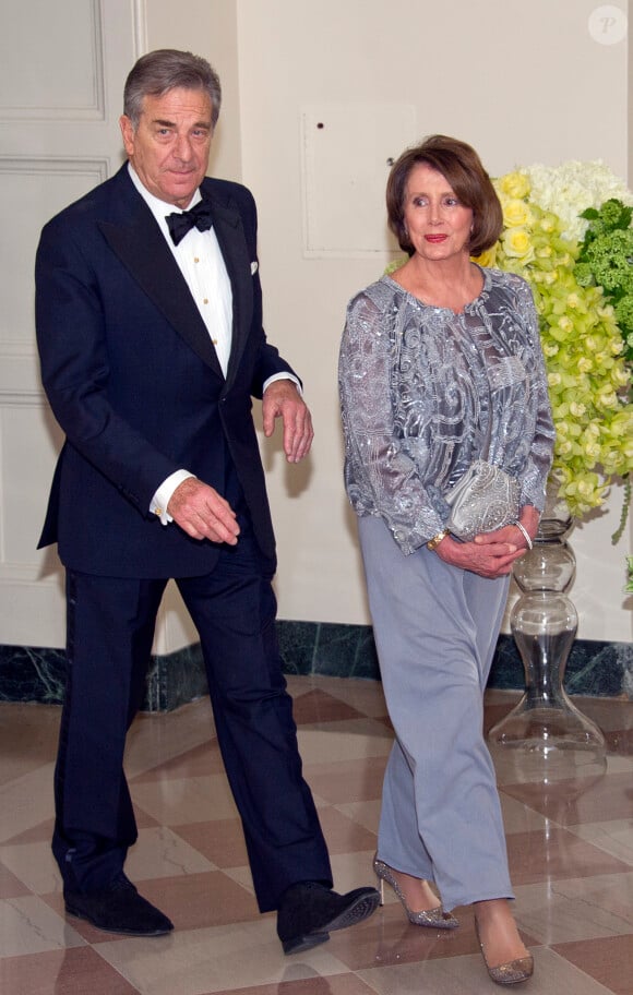 Nancy Pelosi et son mari Paul Pelosi au dîner d'état en l'honneur du premier ministre canadien et sa femme à la Maison Blanche à Washington. Le 10 mars 2016