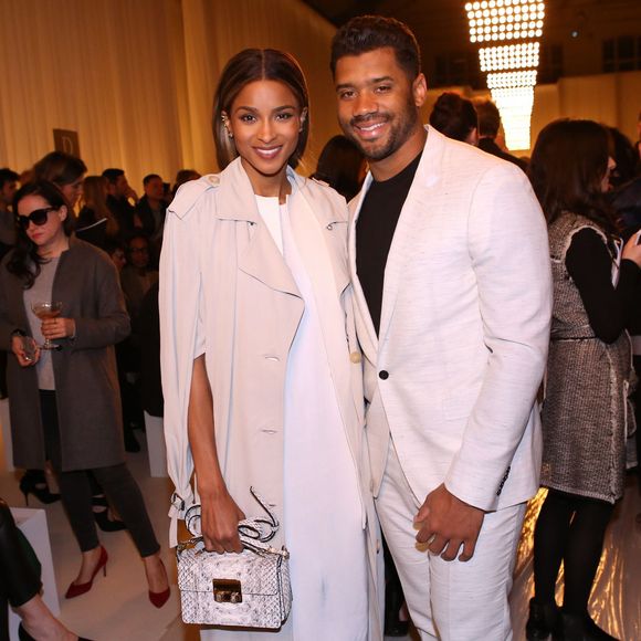Ciara et son compagnon Russell Wilson lors du défilé de mode prêt-à-porter "Lanvin", collection automne-hiver 2016/2017, à Paris, le 3 mars 2016