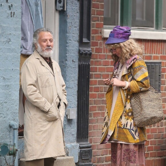 Dustin Hoffman et Emma Thompson - Adam Sandler, Dustin Hoffman et Emma Thompson sur le tournage du film "YDKK (Yen Din Ka Kissa)" à New York le 11 Mars 2016