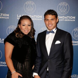 Exclusif - Thiago Silva et Isabelle - Le 3ème dîner de gala annuel de la Fondation Paris Saint-Germain (PSG) organisé place Vendôme à Paris, le 15 mars 2016.  © Rachid Bellak/Bestimage