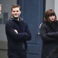 Max Martini, Dakota Johnson et Jamie Dornan - Jamie Dornan et Dakota Johnson sur le tournage de 'Fifty Shades Darker' à Vancouver le 4 Mars 2016.