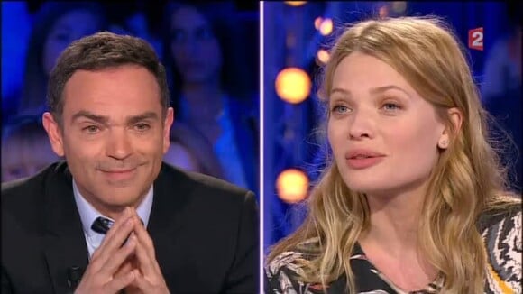 Mélanie Thierry, agacée par les questions de Yann Moix sur sa fidélité, dans On n'est pas couché sur France 2, le samedi 19 mars 2016.