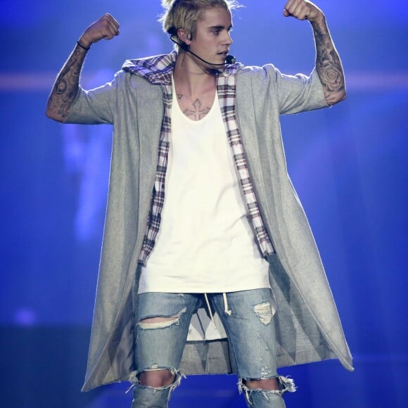 Justin Bieber en concert lors de sa tournée 'Purpose World Tour' à Vancouver au Canada le 11 Mars 2016.