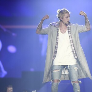 Justin Bieber en concert lors de sa tournée 'Purpose World Tour' à Vancouver au Canada le 11 Mars 2016.