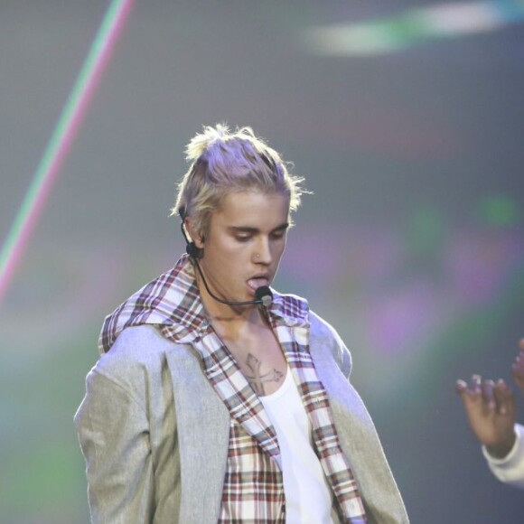 Justin Bieber en concert lors de sa tournée 'Purpose World Tour' à Vancouver au Canada le 11 Mars 2016.