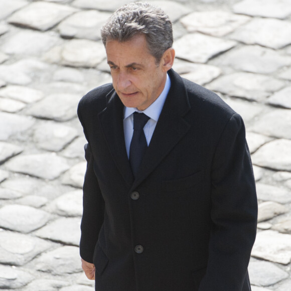 Nicolas Sarkozy lors de l'hommage à Yves Guéna à l'Hôtel des Invalides à Paris, le 8 mars 2016. © Pierre Pérusseau/Bestimage