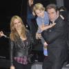 John Travolta avec son fils Benjamin Travolta et sa femme Kelly Preston arrivent à l'émission « Late Show With David Letterman » à New York, le 20 avril 2015