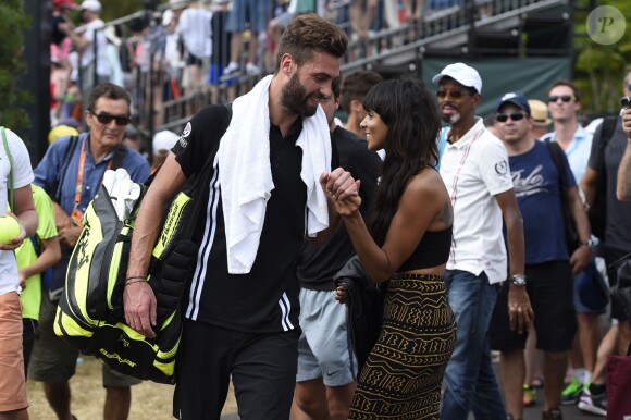 Shy'm et Benoît Paire à Miami le 25 mars 2016 après la victoire du Français contre Mikhail Youzhny au deuxième tour du Masters 1000.