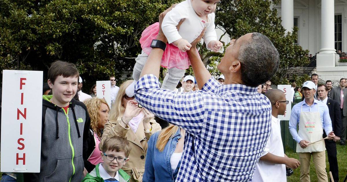 Barack Obama et la jeune Stella Munoz lors de la ...