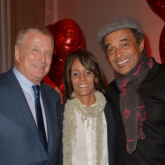 Christian Courtin-Clarins, Yannick Noah et sa soeur Nathalie, lors de la remise du Prix Clarins 2016 au Pavillon Kléber, le 29 mars 2016 à Paris