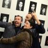 Nicolas Le Riche, Vincent Pérez, Clairemarie Osta lors du vernissage de l'exposition photo de Vincent Pérez, le 08 Janvier 2015 - Paris