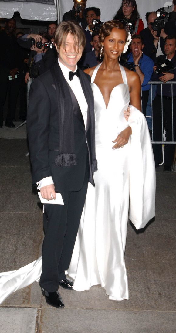 David Bowie et sa femme Iman à la soirée Costume Institute Gala au MOMA à New York le 28 avril 2008