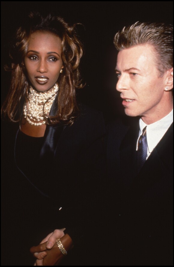 Iman et David Bowie en soirée le 18 avril 1992.