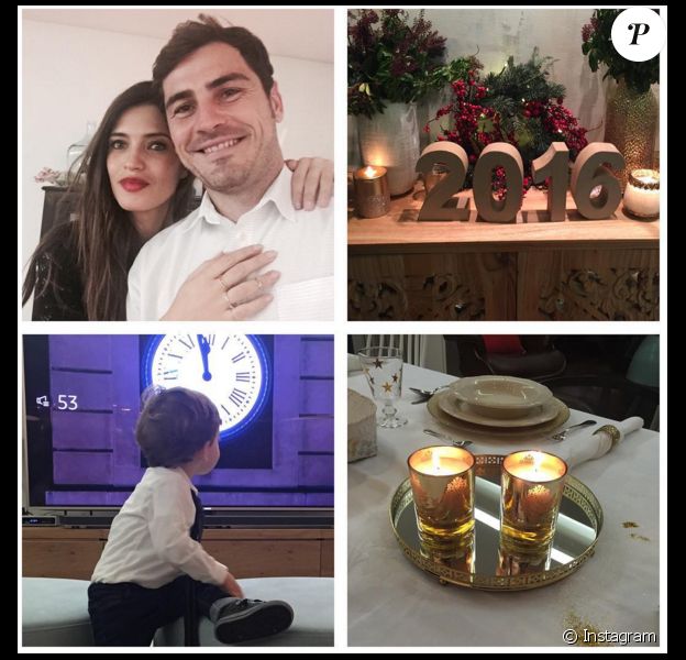 Sara Carbonero, Iker Casillas et leur fils Martin, 2 ans, photo Instagram au nouvel an 2016.