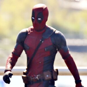 Ryan Reynolds sur le tournage du film " Deadpool " à Vancouver Le 17 Avril 2015